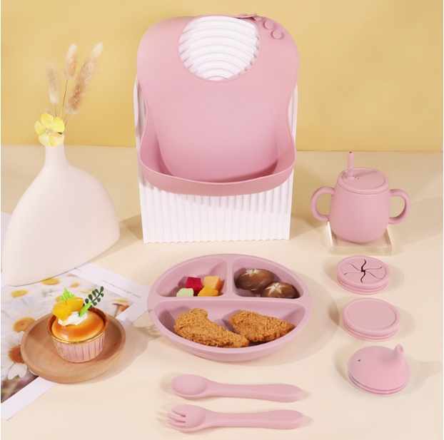 硅胶餐具套装全套儿童餐盘分隔盘